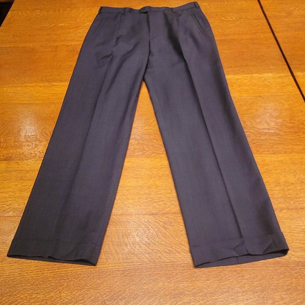 Zanella Made in Italy Bob Pleated Men's Dress Pants 100% Virgin Wool Gray 36